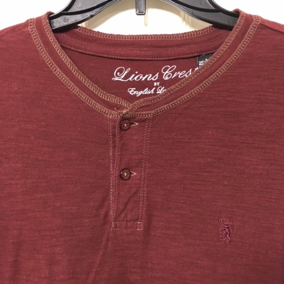 NWOT, English Laundry, Men, Y-Neck style Tee shirt, short sleeve, Maroon Red, L - Picture 4 of 9